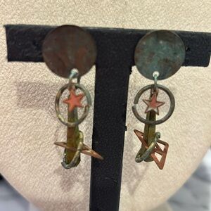 Vintage Patina Green & Brown Earrings-Boutique